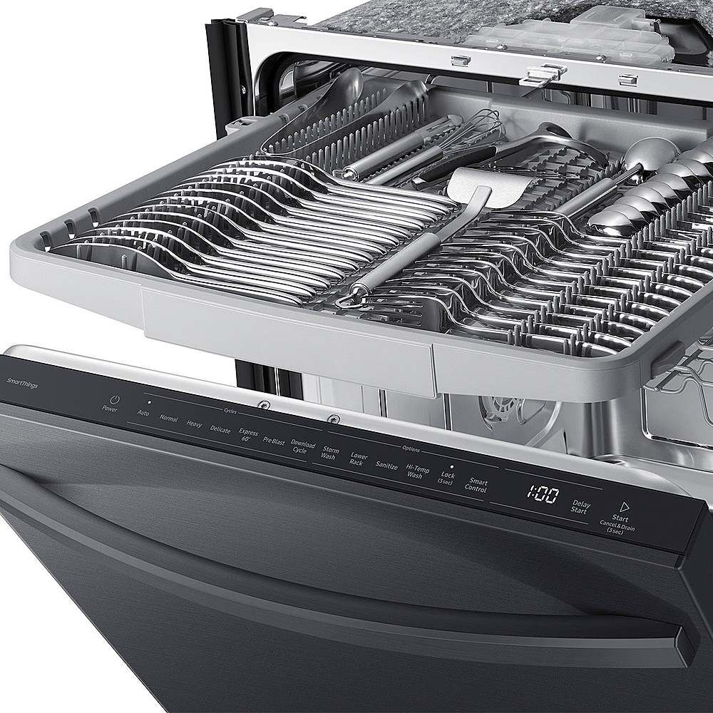 Samsung - 24” Top Control Smart Built-In Stainless Steel Tub Dishwasher with 3rd Rack, StormWash, 46 dBA - Fingerprint Resistant Matte Black Steel_2