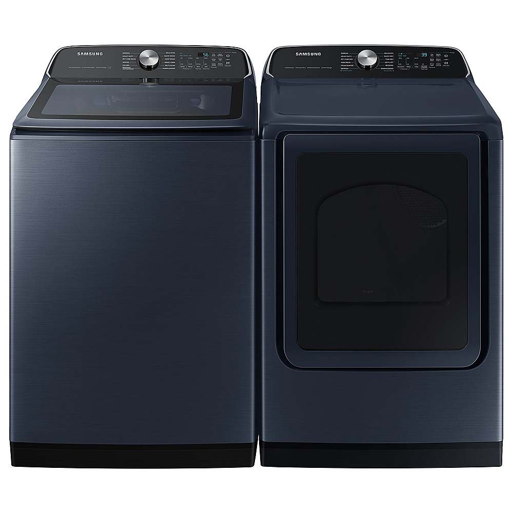 Samsung - 7.4 Cu. Ft. Smart Electric Dryer with Steam and Pet Care Dry - Brushed Navy_1