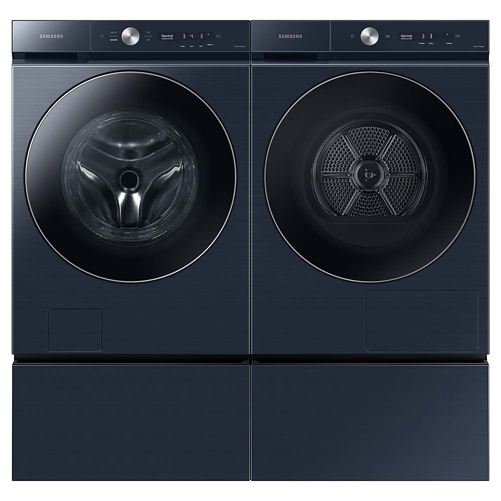 Samsung - BESPOKE 7.8 Cu. Ft. Stackable Smart Electric Dryer with Steam and Ventless Hybrid Heat Pump - Brushed Navy_8