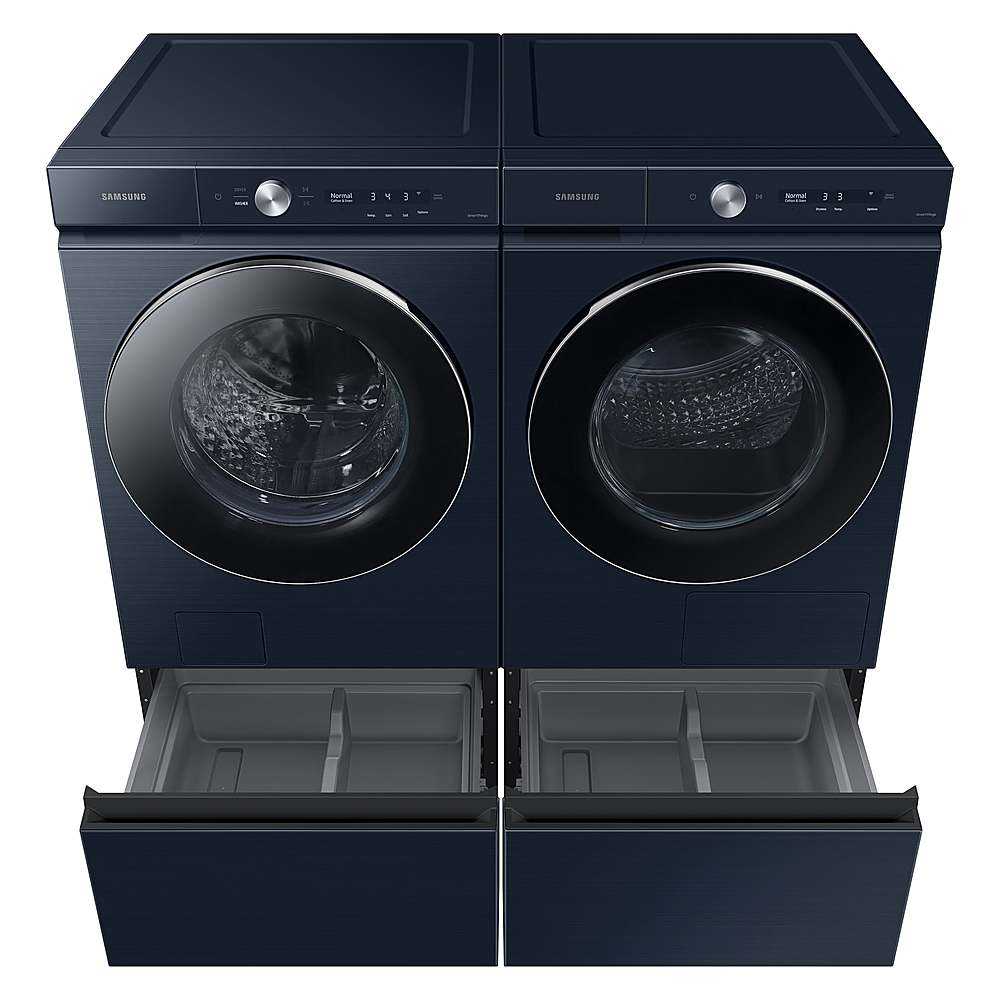 Samsung - BESPOKE 7.8 Cu. Ft. Stackable Smart Electric Dryer with Steam and Ventless Hybrid Heat Pump - Brushed Navy_1