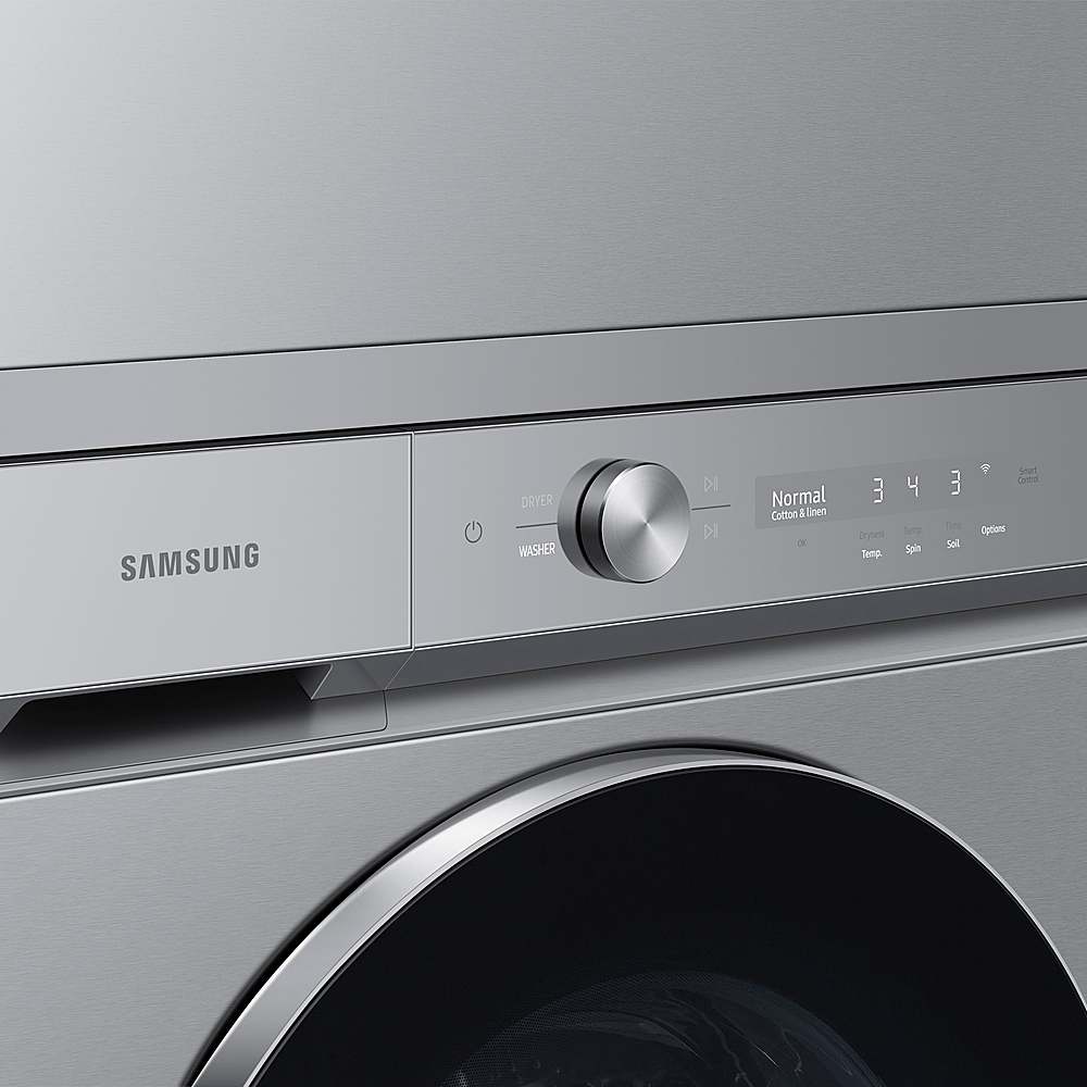 Samsung - BESPOKE 7.6 Cu. Ft. Stackable Smart Gas Dryer with Steam and AI Optimal Dry - Silver Steel_4