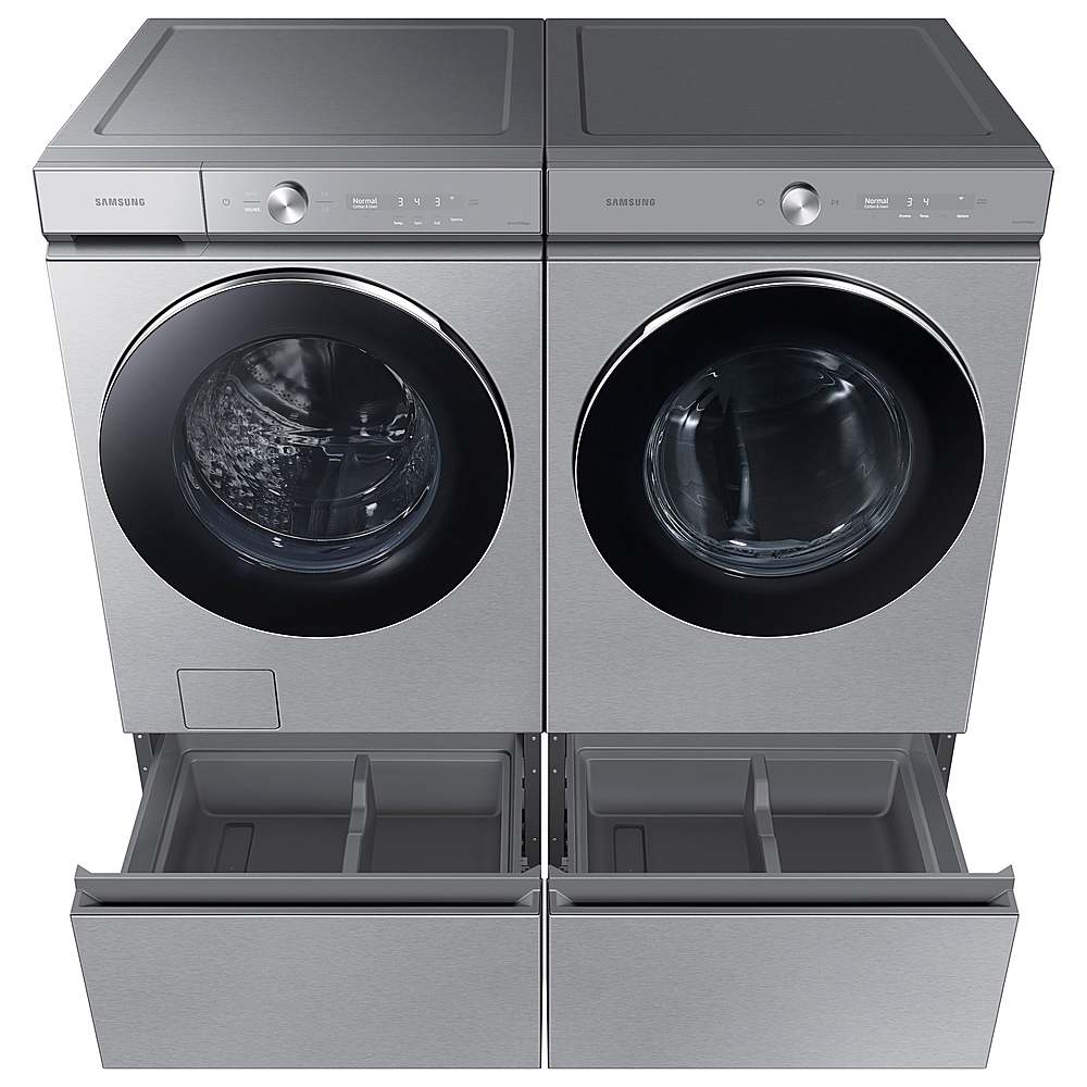 Samsung - BESPOKE 7.6 Cu. Ft. Stackable Smart Gas Dryer with Steam and AI Optimal Dry - Silver Steel_2