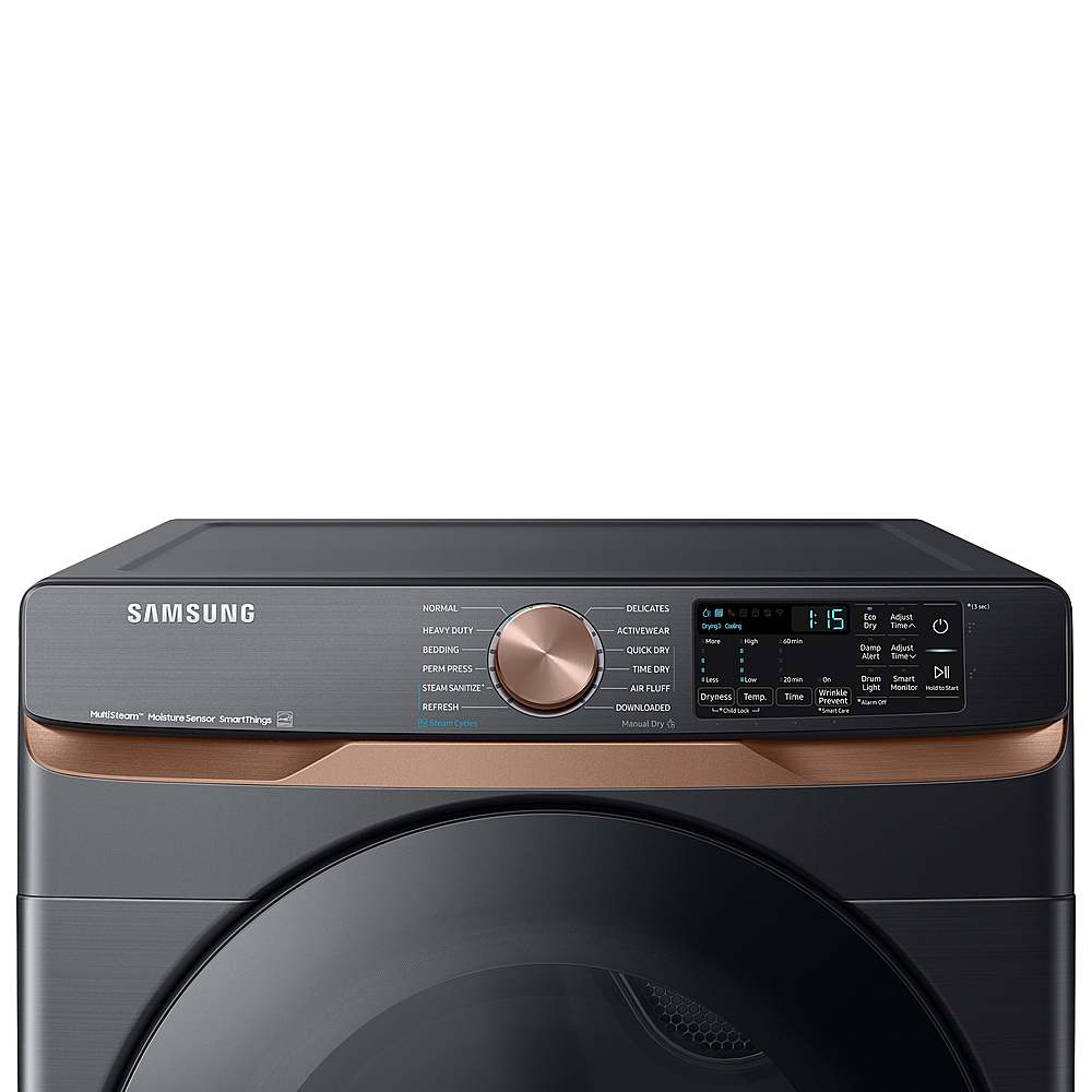 Samsung - 7.5 Cu. Ft. Stackable Smart Gas Dryer with Steam and Sensor Dry - Brushed Black_12