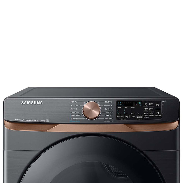 Samsung - 7.5 Cu. Ft. Stackable Smart Gas Dryer with Steam and Sensor Dry - Brushed Black_12