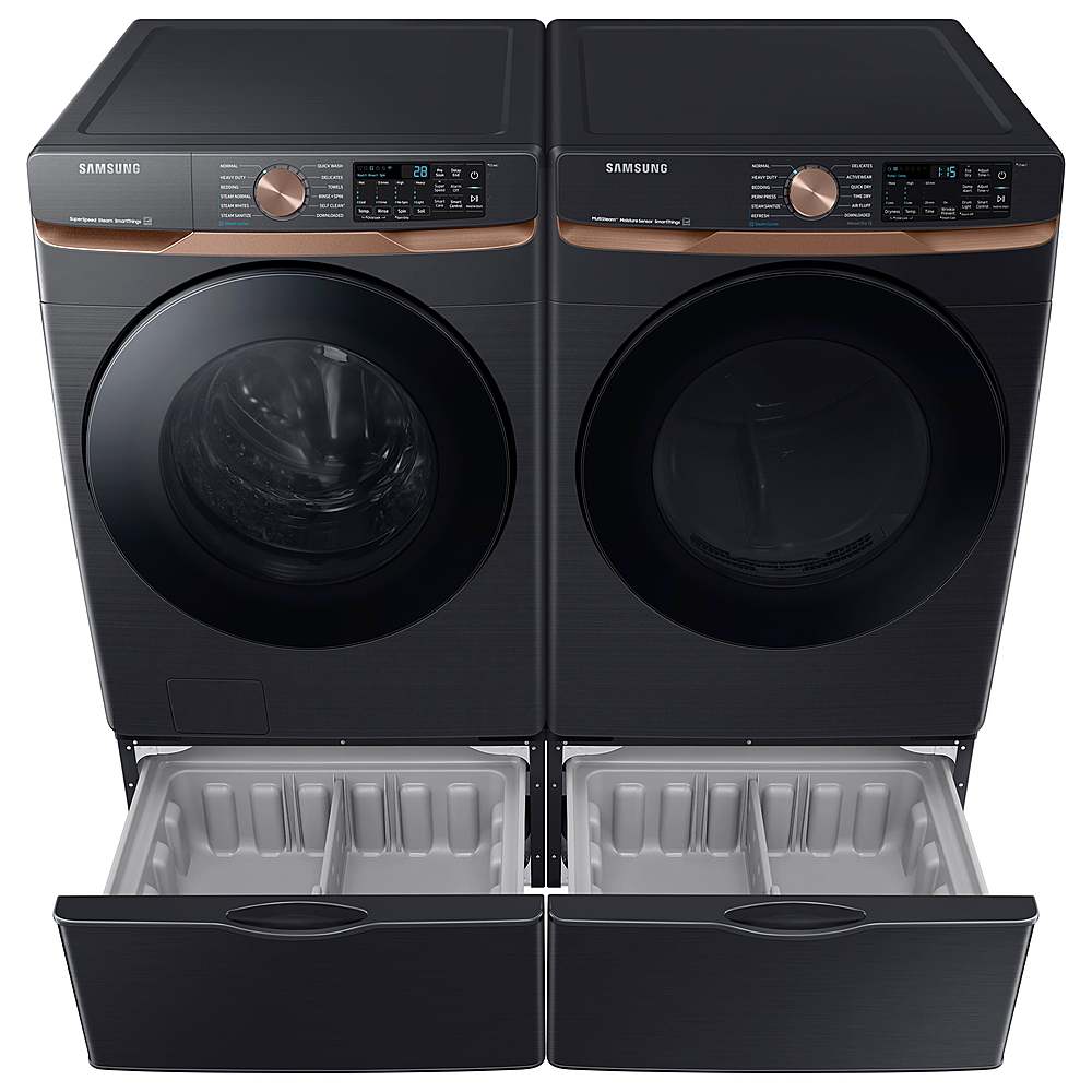 Samsung - 7.5 Cu. Ft. Stackable Smart Gas Dryer with Steam and Sensor Dry - Brushed Black_3