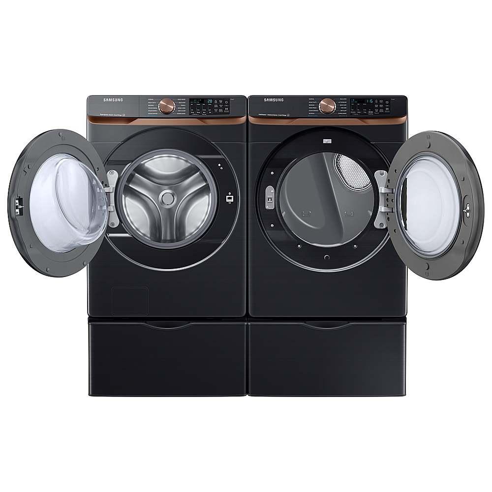 Samsung - 7.5 Cu. Ft. Stackable Smart Gas Dryer with Steam and Sensor Dry - Brushed Black_1