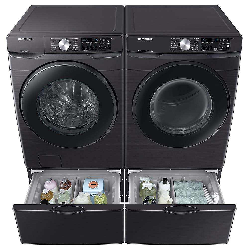 Samsung - 5.1 Cu. Ft. High-Efficiency Stackable Smart Front Load Washer with Vibration Reduction Technology+ - Brushed Black_3