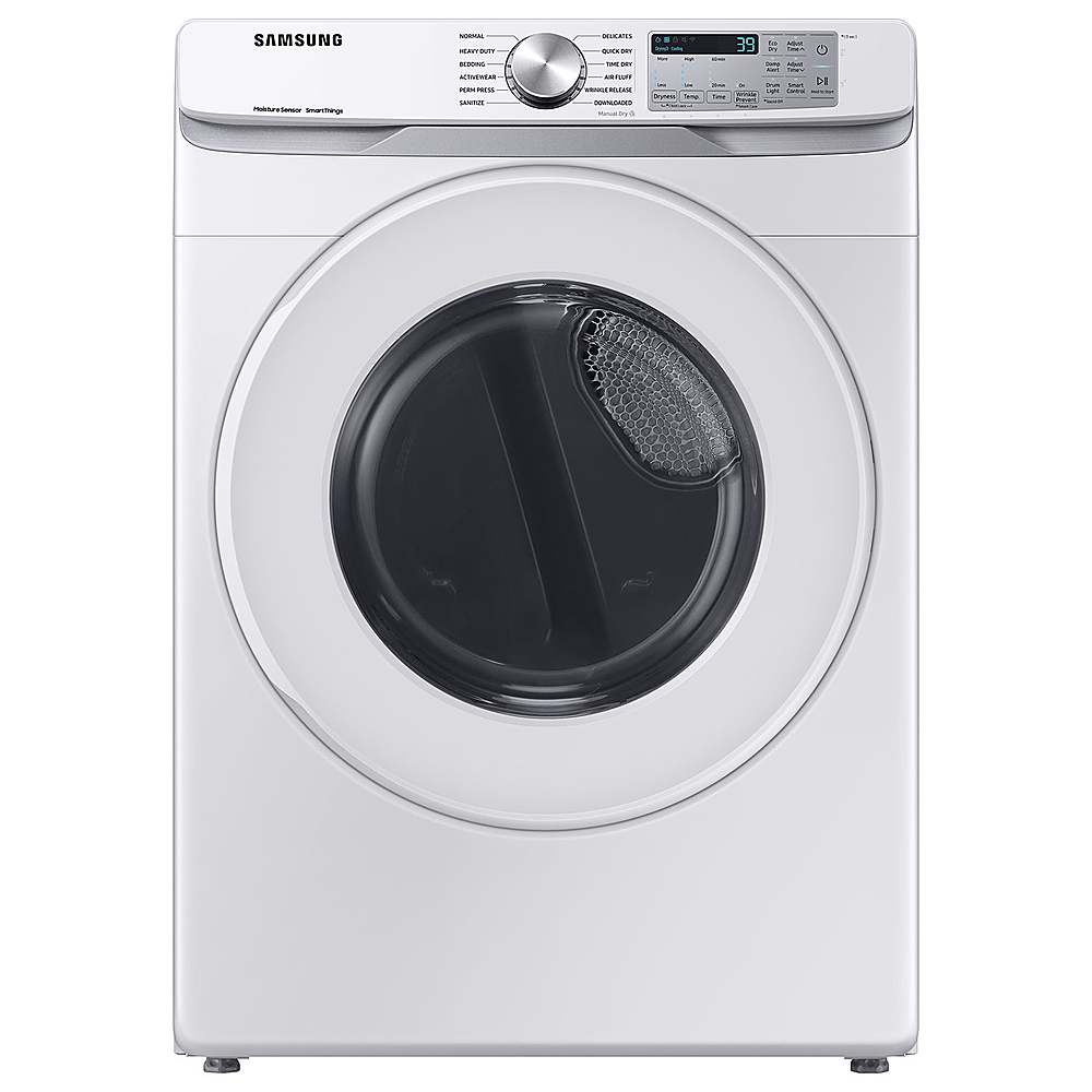 Samsung - 7.5 Cu. Ft. Stackable Smart Electric Dryer with Sensor Dry - White_0