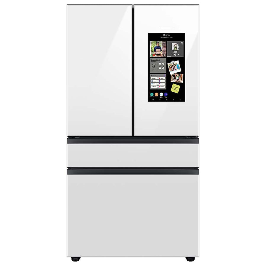 Samsung - BESPOKE 29 cu. ft. 4-Door French Door Smart Refrigerator with Family Hub - White Glass_0