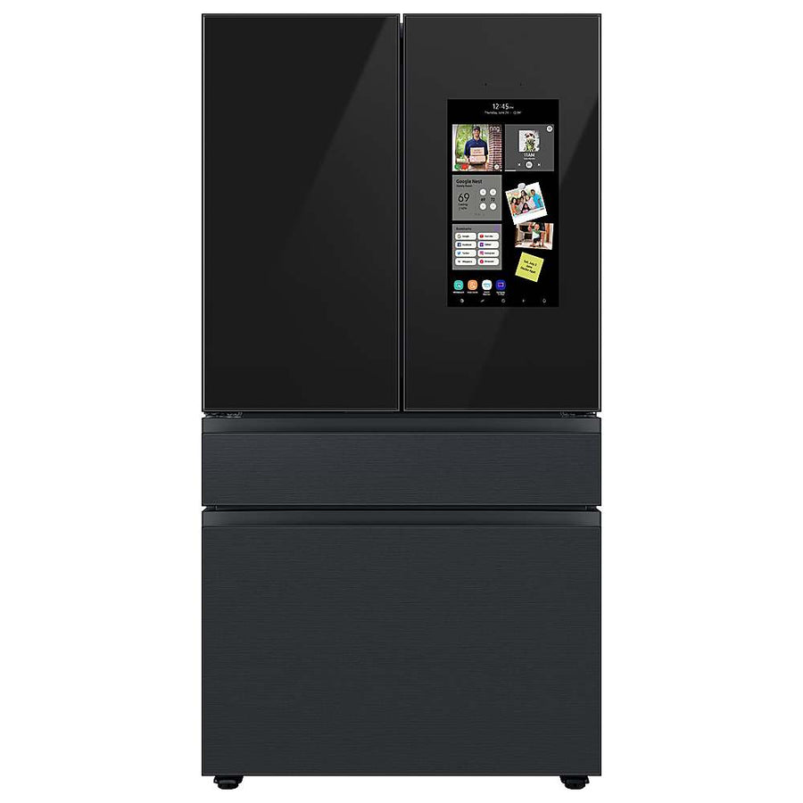 Samsung - BESPOKE 23 cu. ft. French Door Counter Depth Smart Refrigerator with Family Hub - Matte Black Steel_0
