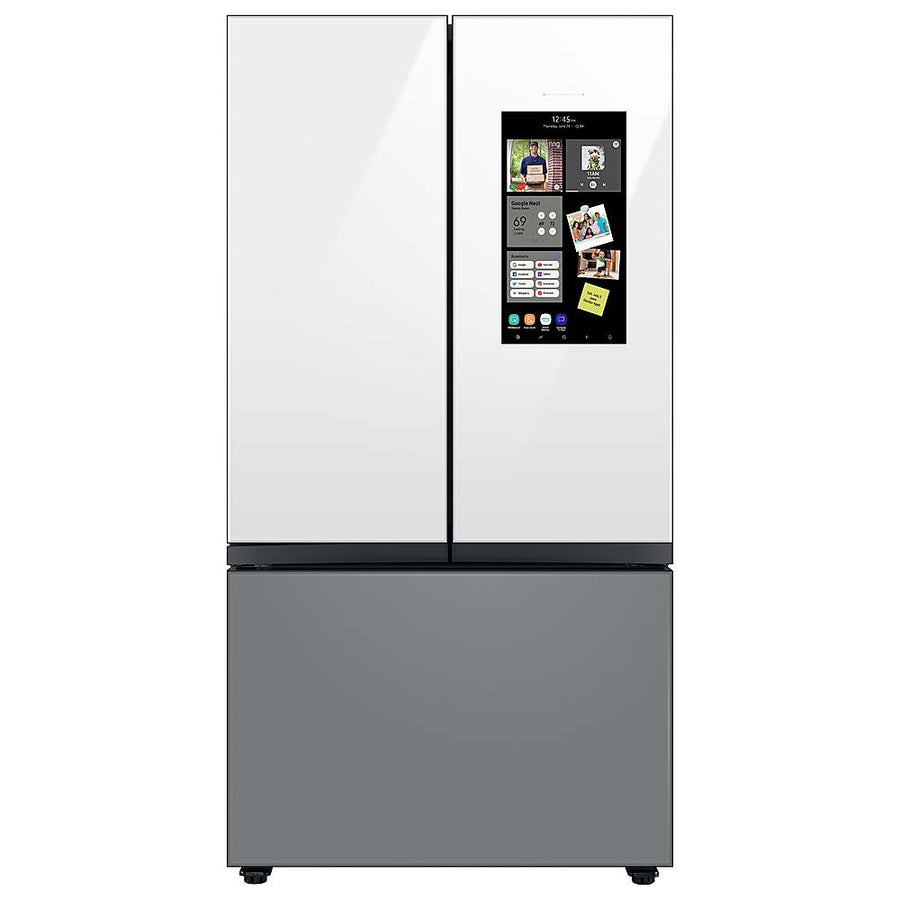 Samsung - BESPOKE 24 cu. ft. 3-Door French Door Counter Depth Smart Refrigerator with Family Hub - Gray Glass_0