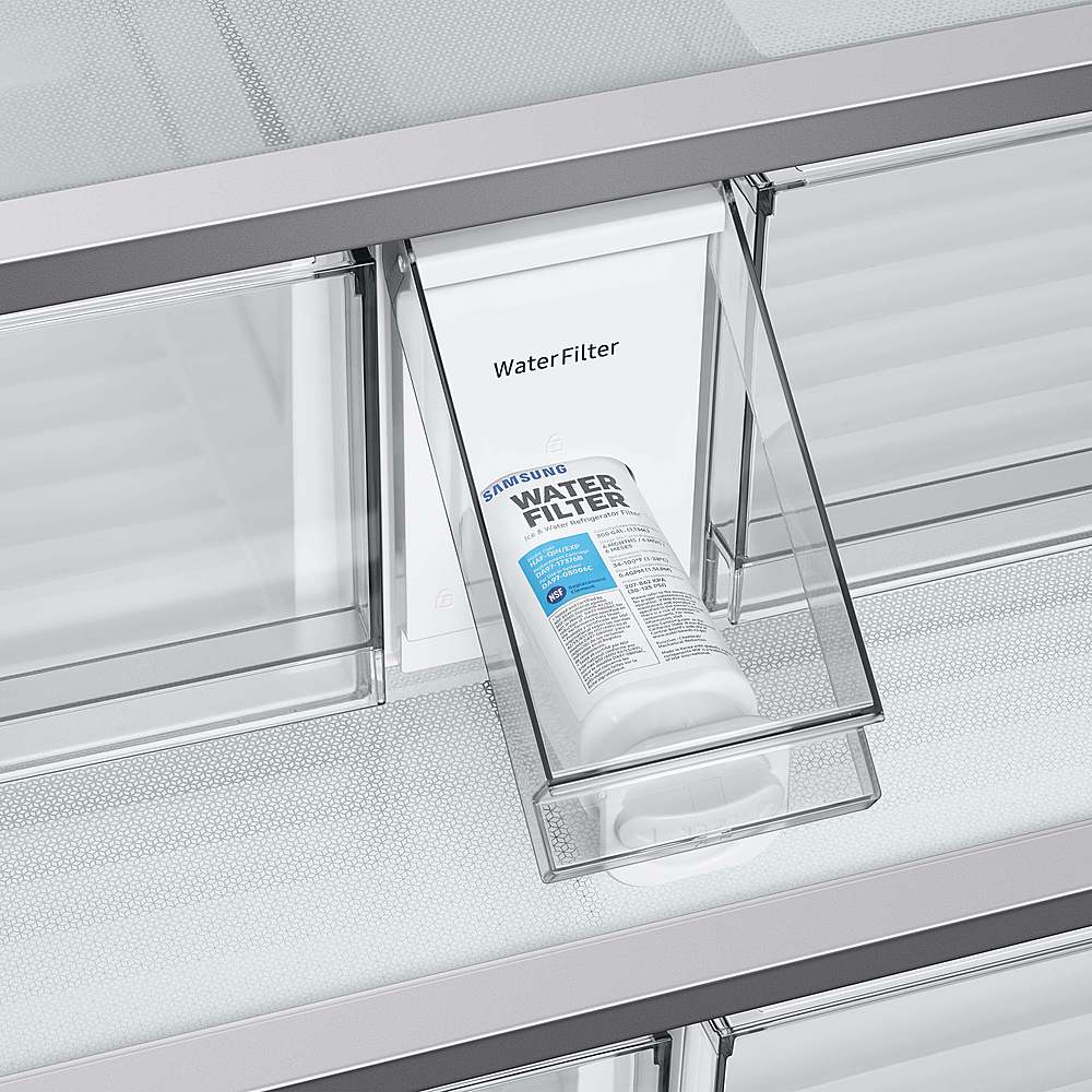 Samsung - BESPOKE 24 cu. ft. French Door Counter Depth Smart Refrigerator with Beverage Center - Stainless Steel_1