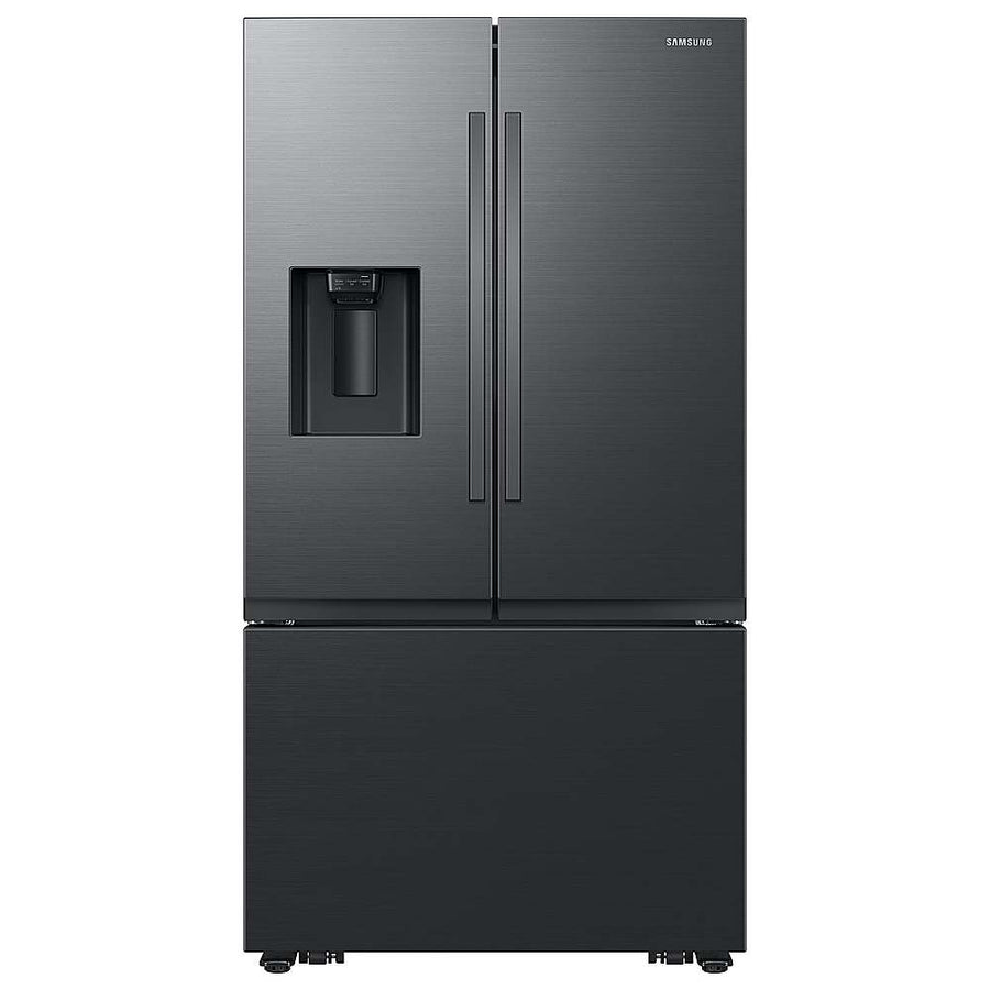 Samsung - 31 cu. ft. 3-Door French Door Smart Refrigerator with Four Types of Ice - Fingerprint Resistant Matte Black Steel_0