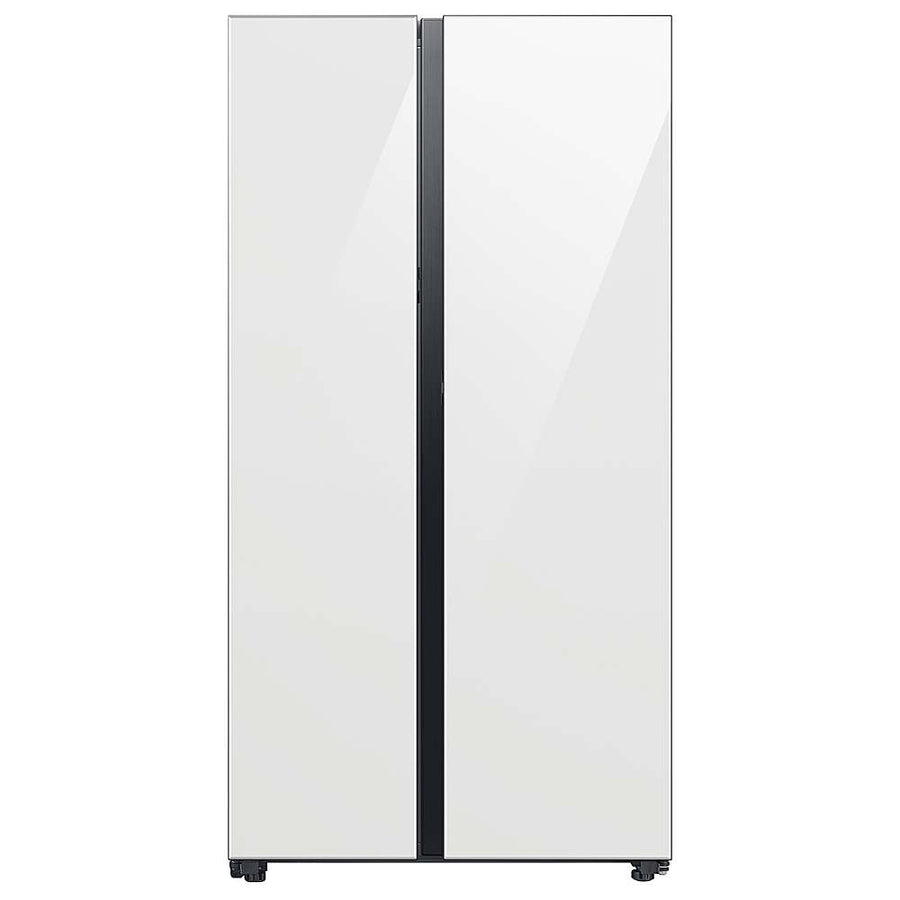 Samsung - BESPOKE Side-by-Side Smart Refrigerator with Beverage Center - White Glass_0
