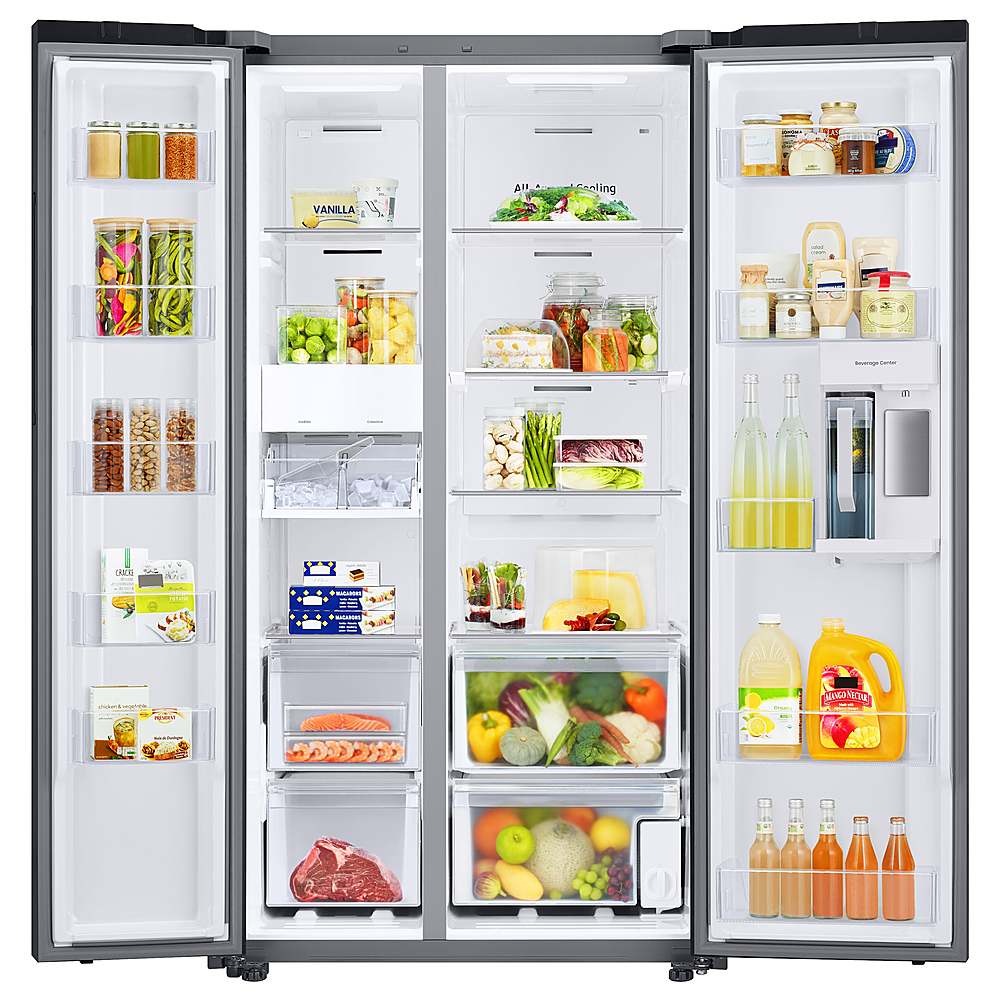 Samsung - BESPOKE Side-by-Side Smart Refrigerator with Beverage Center - White Glass_5
