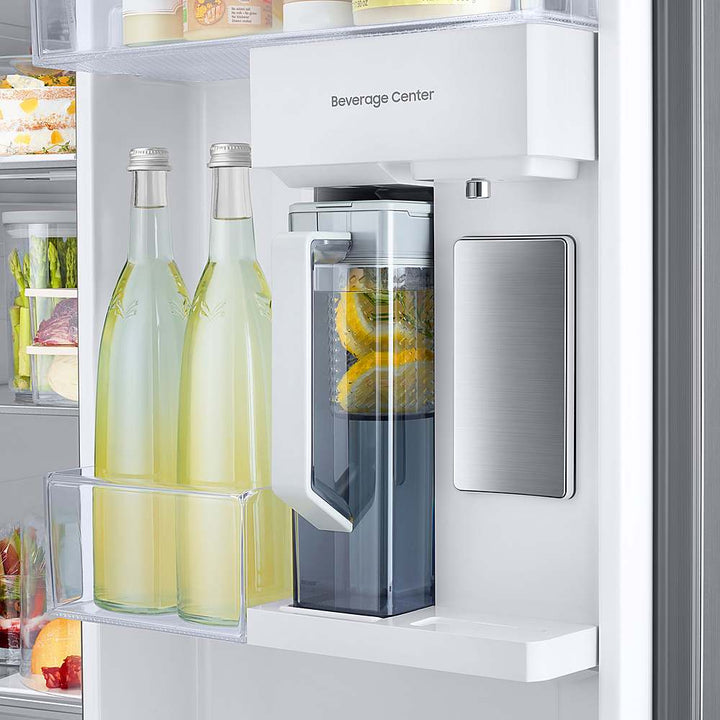 Samsung - BESPOKE Side-by-Side Smart Refrigerator with Beverage Center - White Glass_3