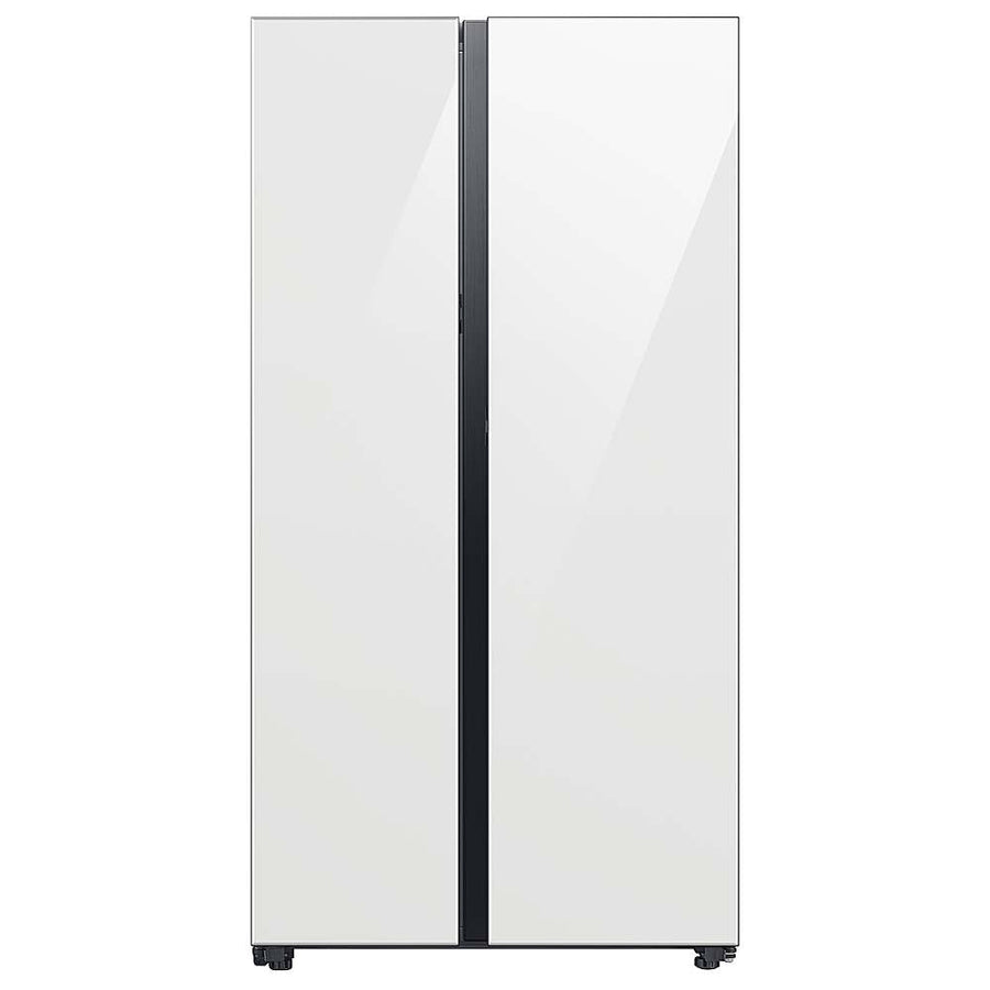 Samsung - BESPOKE Side-by-Side Counter Depth Smart Refrigerator with Beverage Center - White Glass_0