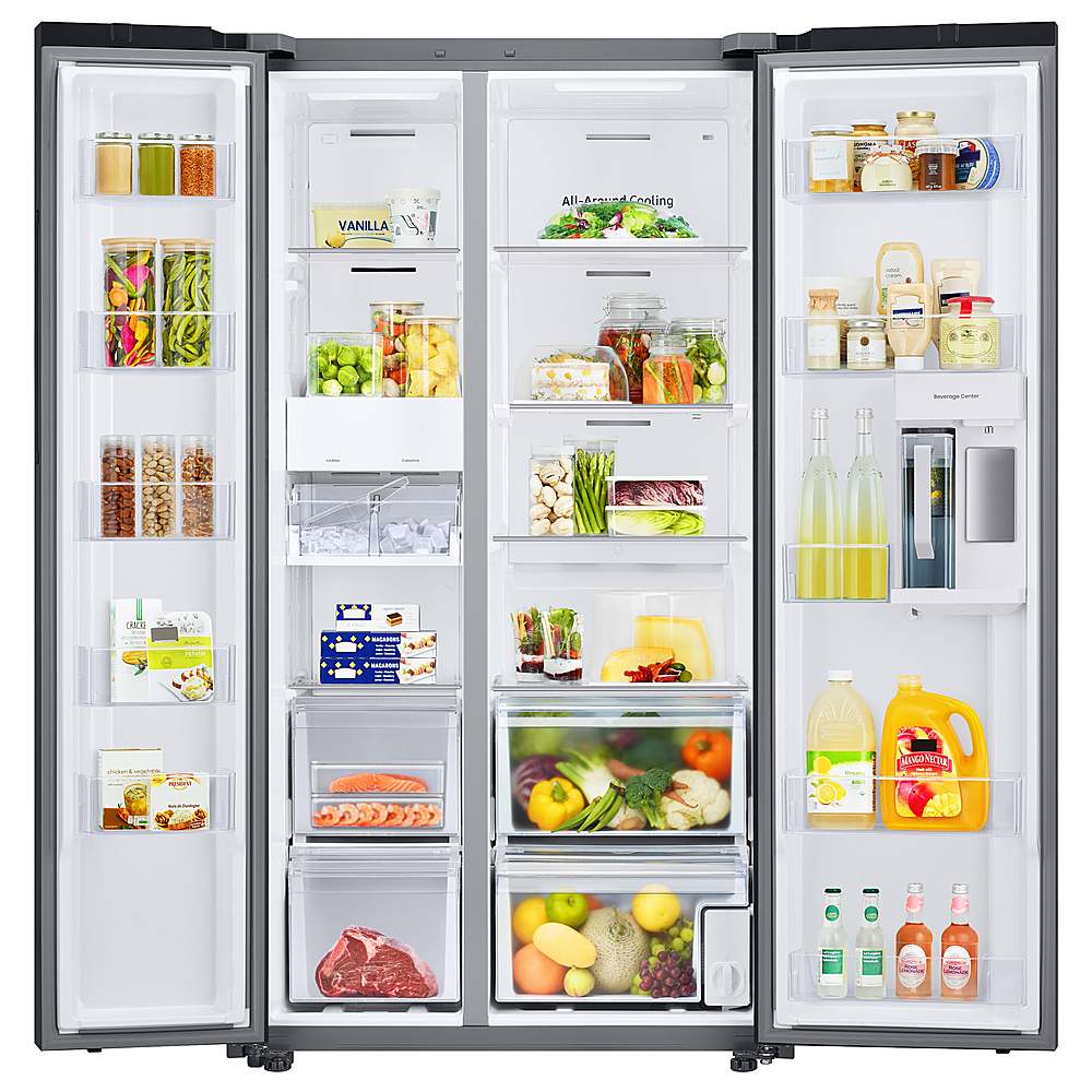 Samsung - BESPOKE Side-by-Side Counter Depth Smart Refrigerator with Beverage Center - White Glass_6