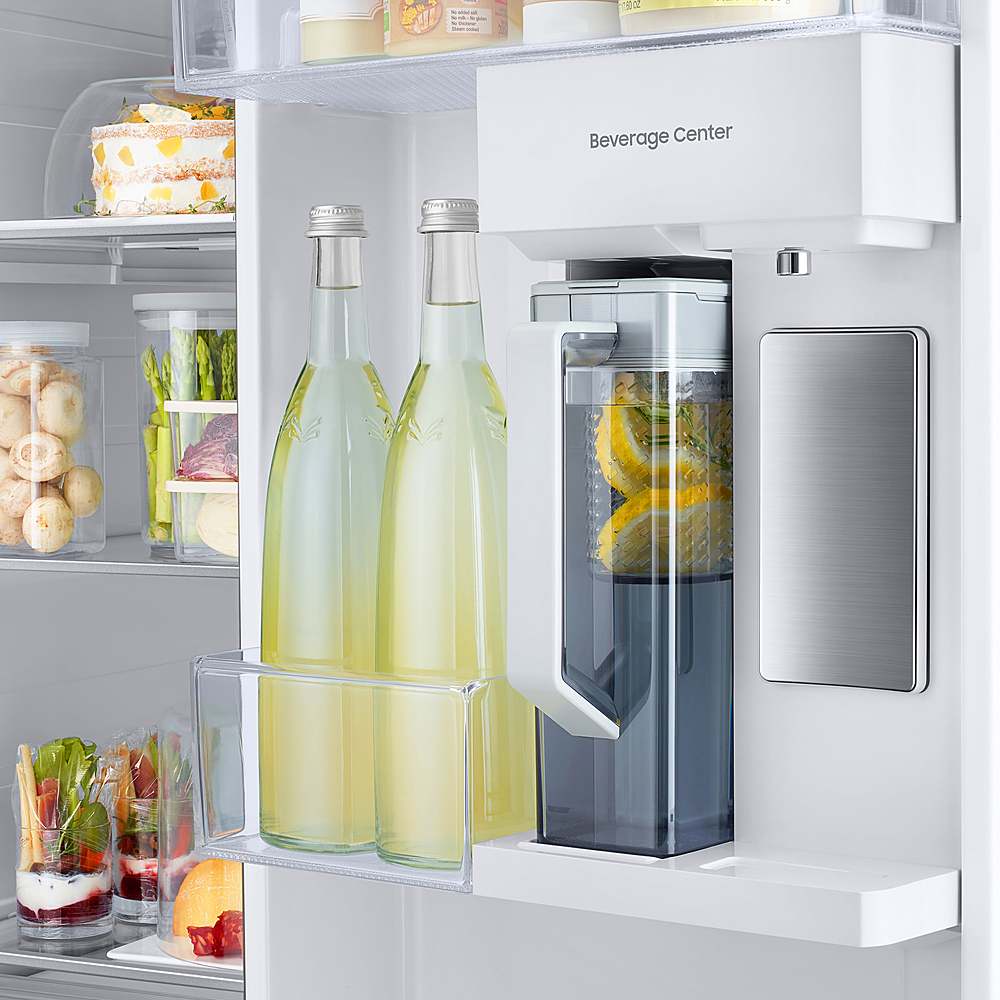 Samsung - BESPOKE Side-by-Side Counter Depth Smart Refrigerator with Beverage Center - White Glass_4