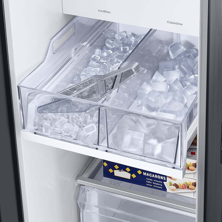 Samsung - BESPOKE Side-by-Side Counter Depth Smart Refrigerator with Beverage Center - White Glass_3