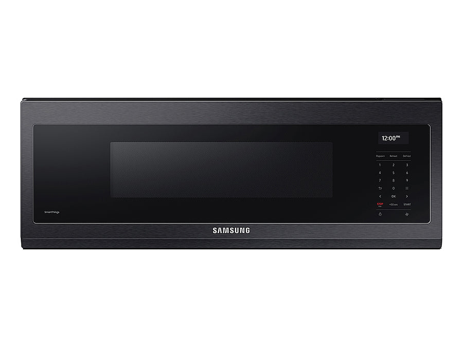 Samsung - 1.1 cu. ft. Smart SLIM Over-the-Range Microwave with 550 CFM Hood Ventilation, Wi-Fi & Voice Control - Black Stainless Steel_0