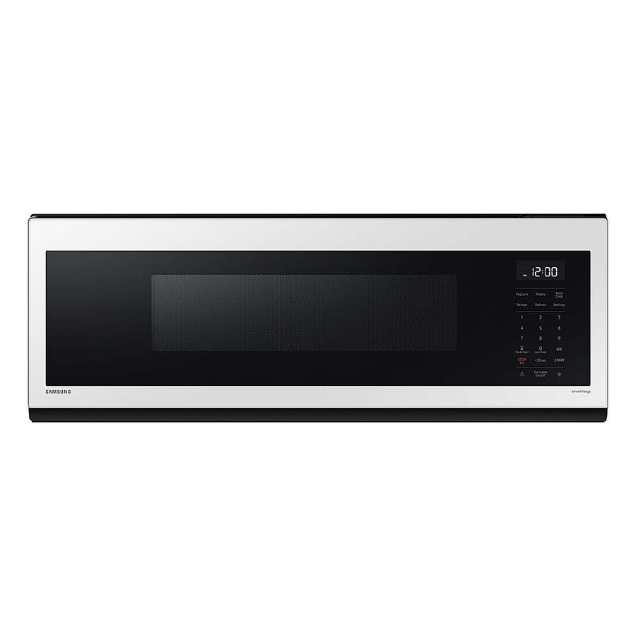 Samsung - BESPOKE 1.1 cu. ft SLIM Over-the-Range Microwave with 400 CFM Hood Ventilation, Wi-Fi and Voice Control - White Glass_0