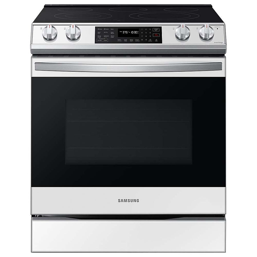 Samsung - BESPOKE 6.3 cu. ft. Smart Slide-in Electric Range with Air Fry & Convection - White Glass_0