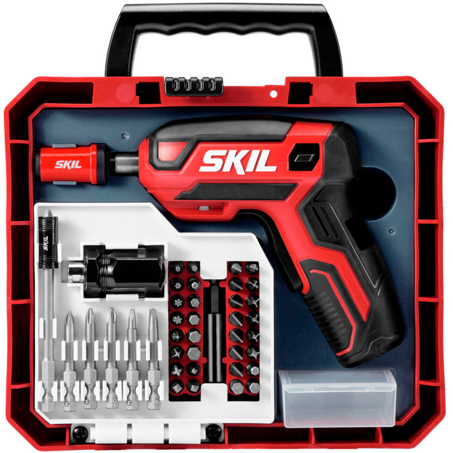 SKIL Rechargeable 4V CordlessPistol Grip Screwdriver with kit - red/black_0
