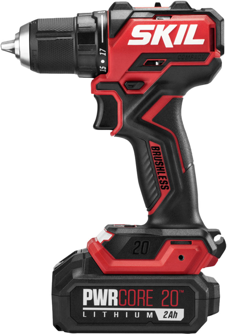 SKIL PWR CORE 20™ Brushless 20V 1/2 IN. Compact Drill Driver Kit - Black/Red_0