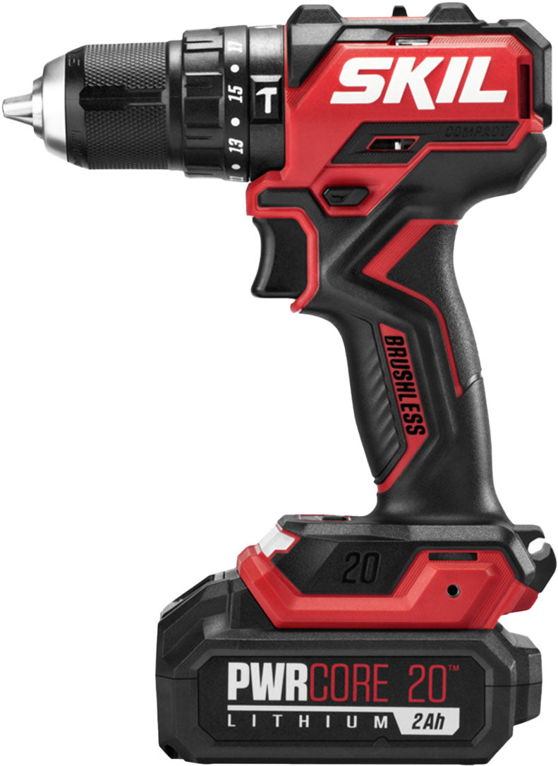 SKIL PWR CORE 20™ Brushless 20V 1/2 IN. Compact Hammer Drill Kit - Black/Red_0