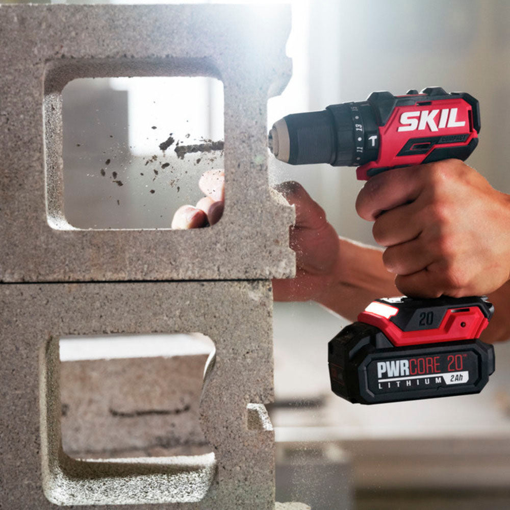 SKIL PWR CORE 20™ Brushless 20V 1/2 IN. Compact Hammer Drill Kit - Black/Red_3