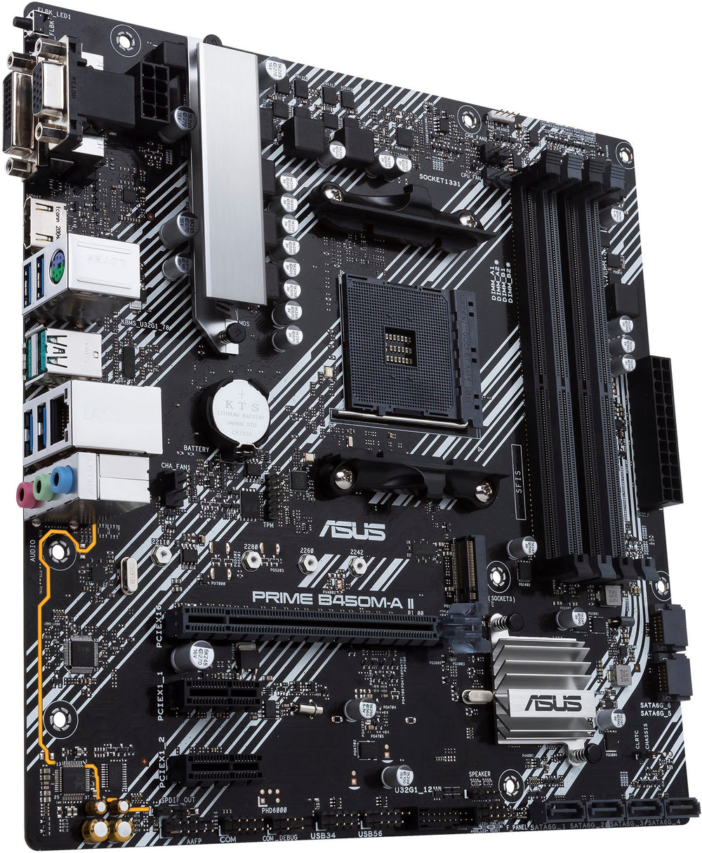 ASUS - PRIME B450M-A II (AM4 Socket) USB 3.2 AMD Motherboard - Black - Black_1