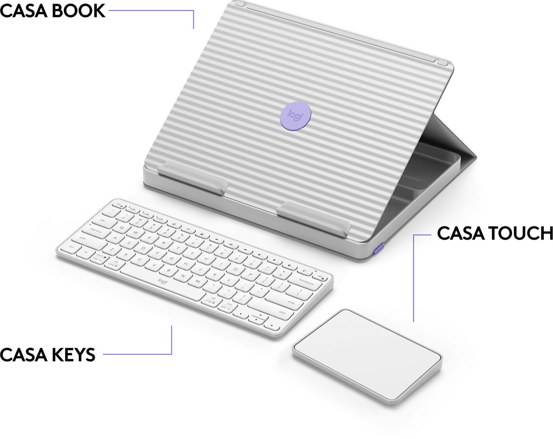 Logitech - Casa Pop-Up Desk Work From Home Kit Compact Wireless Keyboard, Touchpad and Laptop Stand for Laptop/MacBook (10” to 17”) - Nordic Calm_5