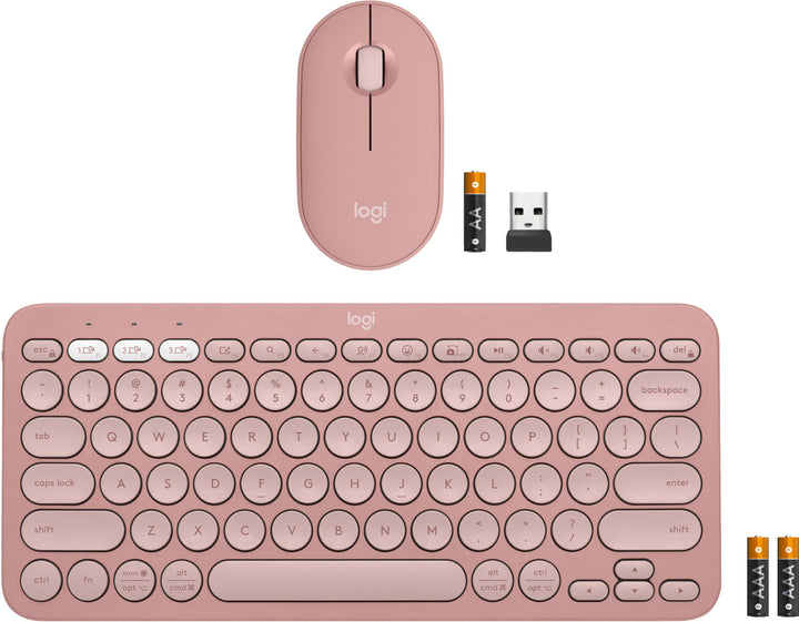 Logitech - Pebble 2 Combo Compact Wireless Scissor Keyboard and Mouse Bundle for Windows, macOS, iPadOS, Chrome - Rose_8