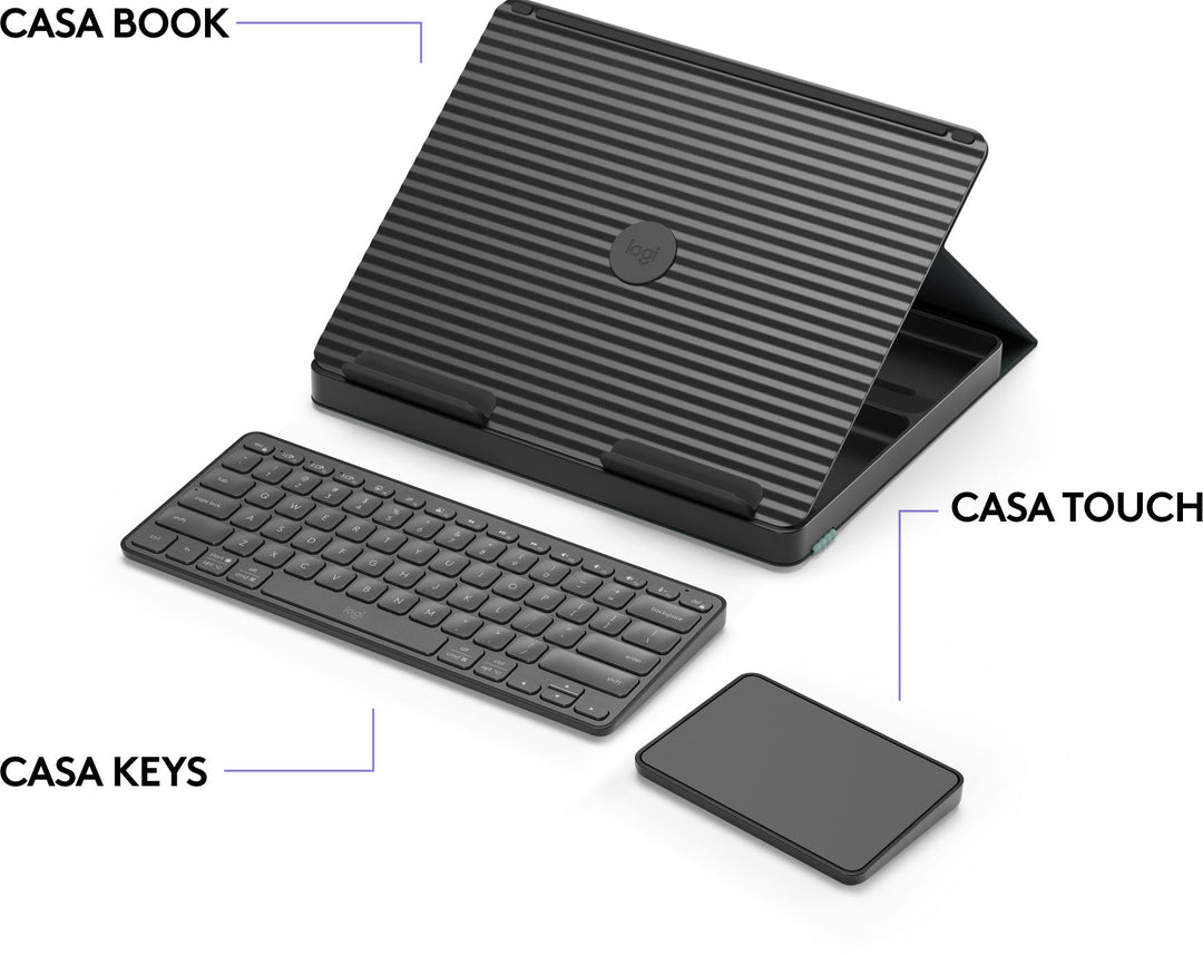 Logitech - Casa Pop-Up Desk Work From Home Kit Compact Wireless Keyboard, Touchpad and Laptop Stand for Laptop/MacBook (10” to 17”) - Classic Chic_5