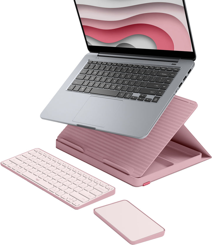 Logitech - Casa Pop-Up Desk Work From Home Kit Compact Wireless Keyboard, Touchpad and Laptop Stand for Laptop/MacBook (10” to 17”) - Bohemian Blush_0