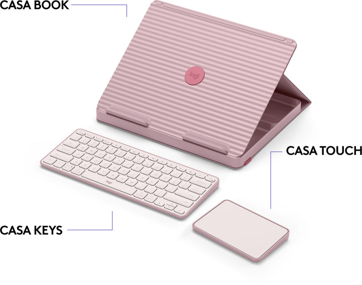 Logitech - Casa Pop-Up Desk Work From Home Kit Compact Wireless Keyboard, Touchpad and Laptop Stand for Laptop/MacBook (10” to 17”) - Bohemian Blush_5