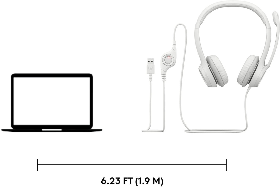 Logitech - H390 Wired USB On-Ear Stereo Headphones - Off-White_7