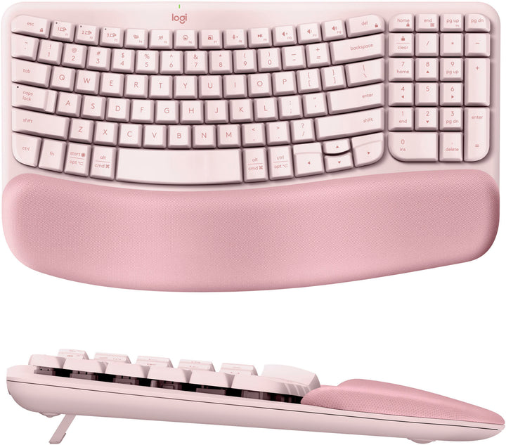 Logitech - Wave Keys Ergonomic Wireless Keyboard for Windows/Mac with Integrated Palm-rest - Rose_5
