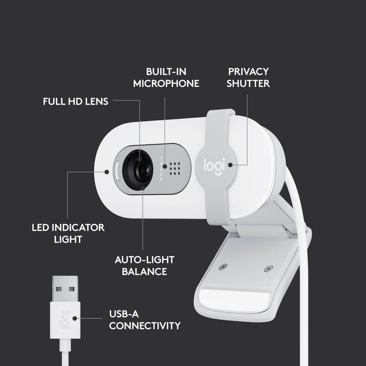 Logitech - Brio 100 1080p Full HD Webcam for Meetings and Streaming - Off-White_5