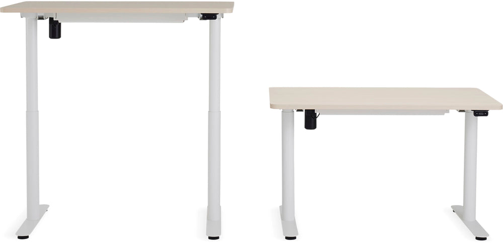 Steelcase - AMQ Sit-to-Stand Desk - White Base Light Oak Top_1