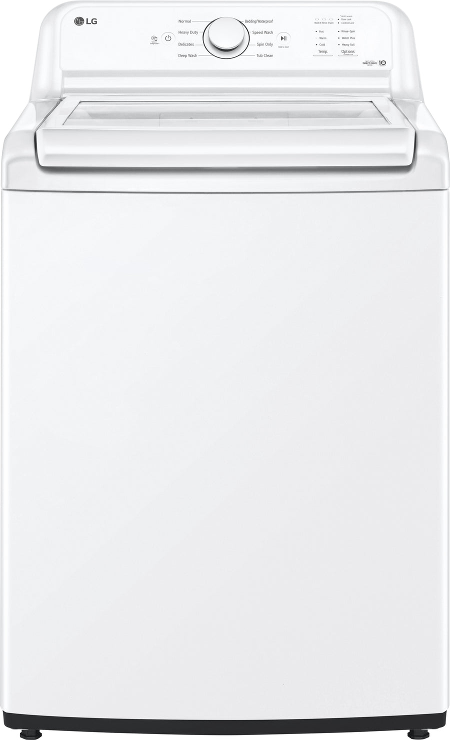 LG - 4.3 Cu. Ft. High-Efficiency Top Load Washer with SlamProof Glass Lid - White_0