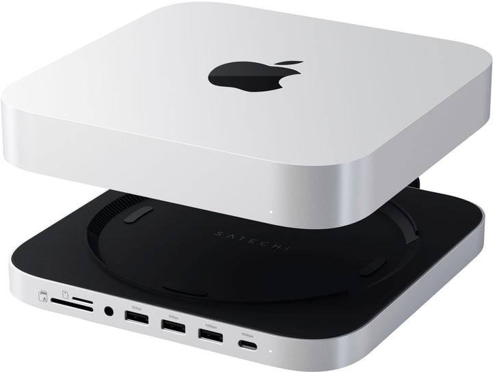 Satechi - Stand & Hub For Mac Mini /Studio With NVMe SSD Enclosure - Silver_7