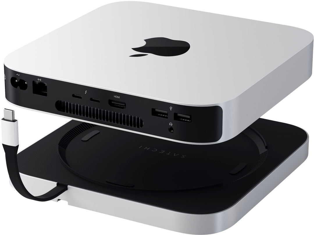 Satechi - Stand & Hub For Mac Mini /Studio With NVMe SSD Enclosure - Silver_4