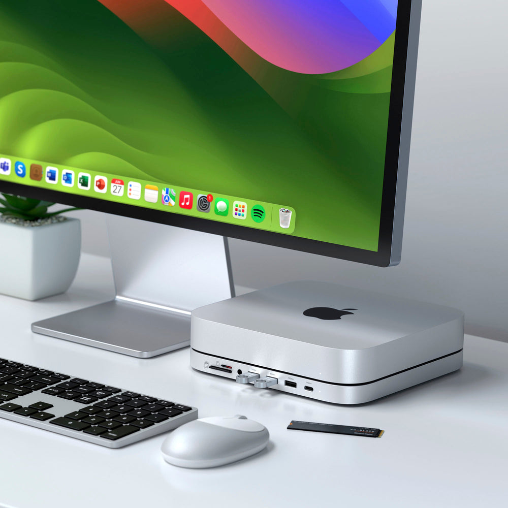 Satechi - Stand & Hub For Mac Mini /Studio With NVMe SSD Enclosure - Silver_1
