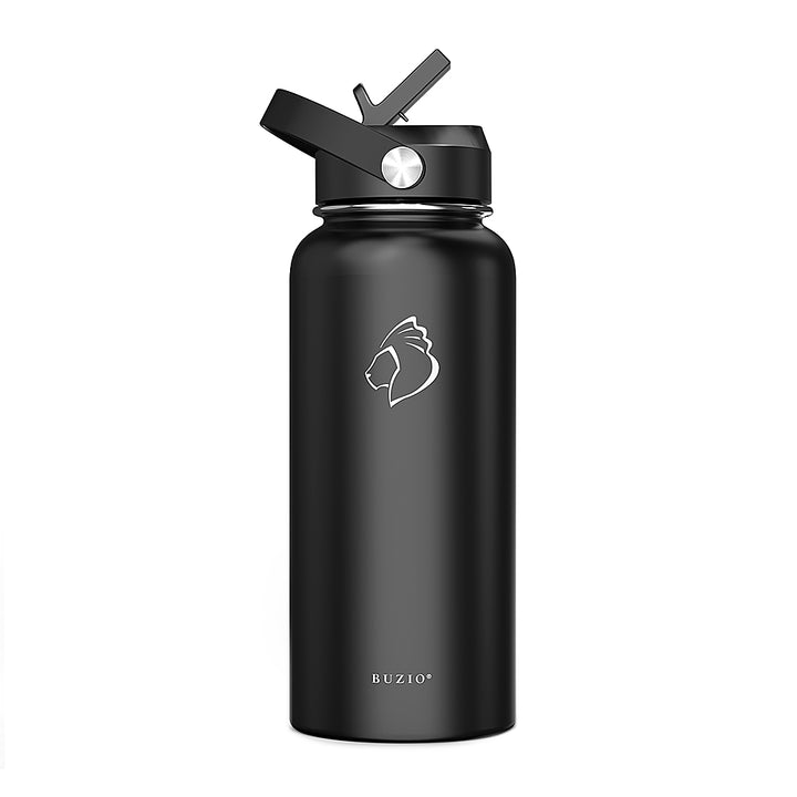 Buzio - 32oz Insulated Water Bottle with Straw Lid and Spout Lid - Black_8