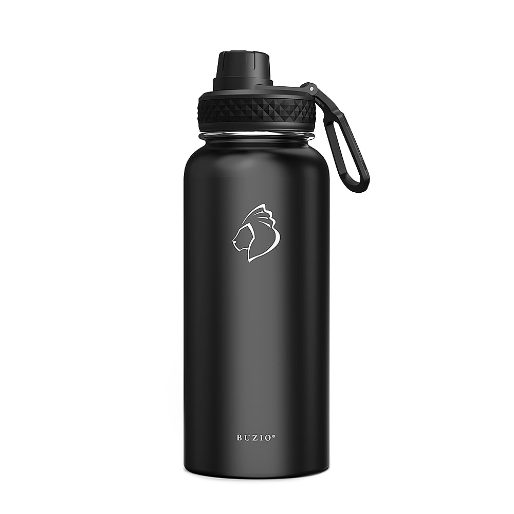 Buzio - 32oz Insulated Water Bottle with Straw Lid and Spout Lid - Black_7