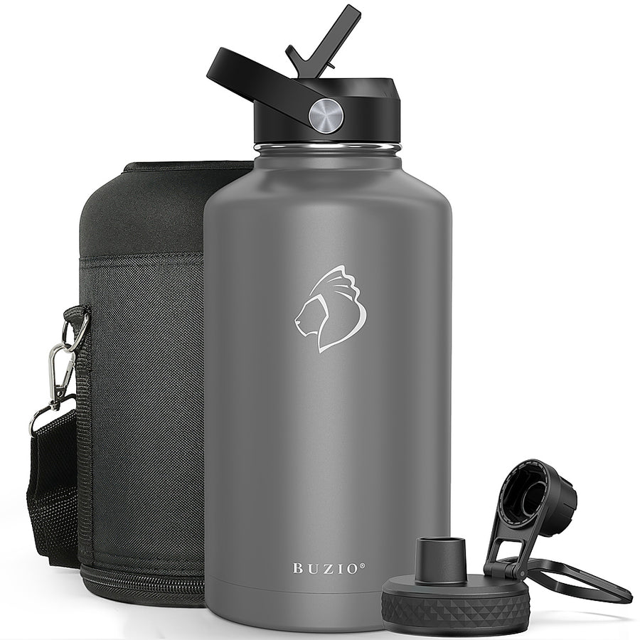 Buzio - 64oz Insulated Water Bottle with Straw Lid and Spout Lid - Gray_0