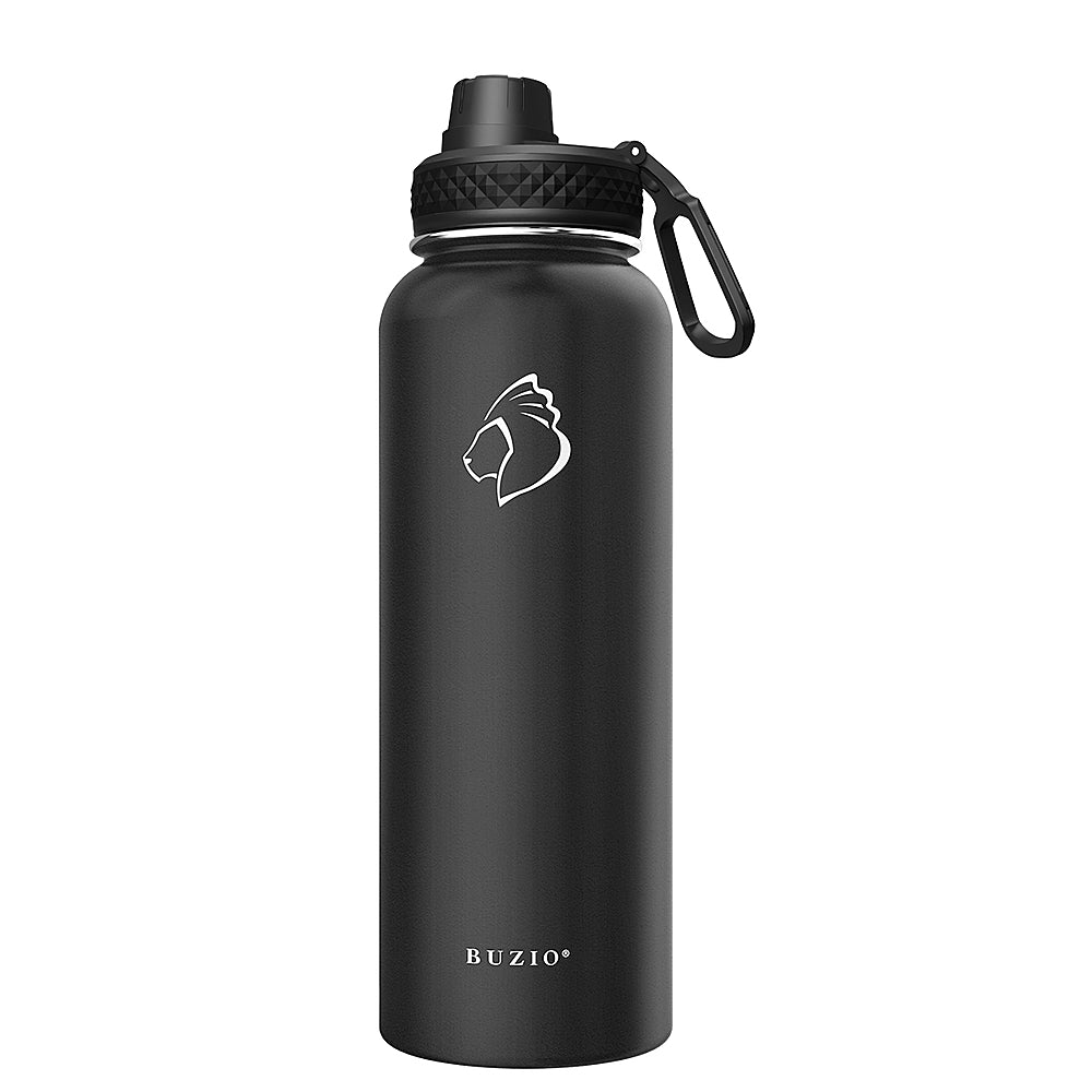 Buzio - 40oz Insulated Water Bottle with Straw Lid and Spout Lid - Black_1
