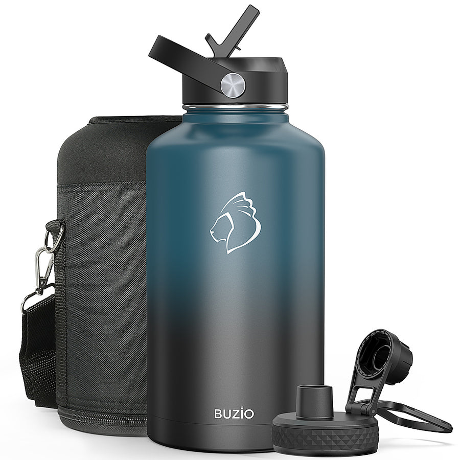 Buzio - 64oz Insulated Water Bottle with Straw Lid and Spout Lid - Indigo Black_0